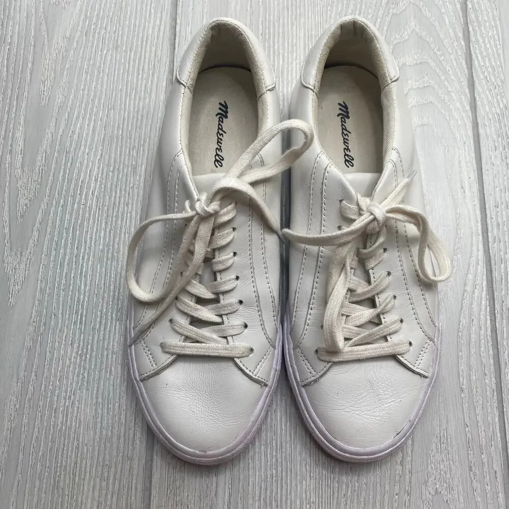 Madewell White Leather Low Top Lace-Up Sneakers Size 8.5 Men's 7